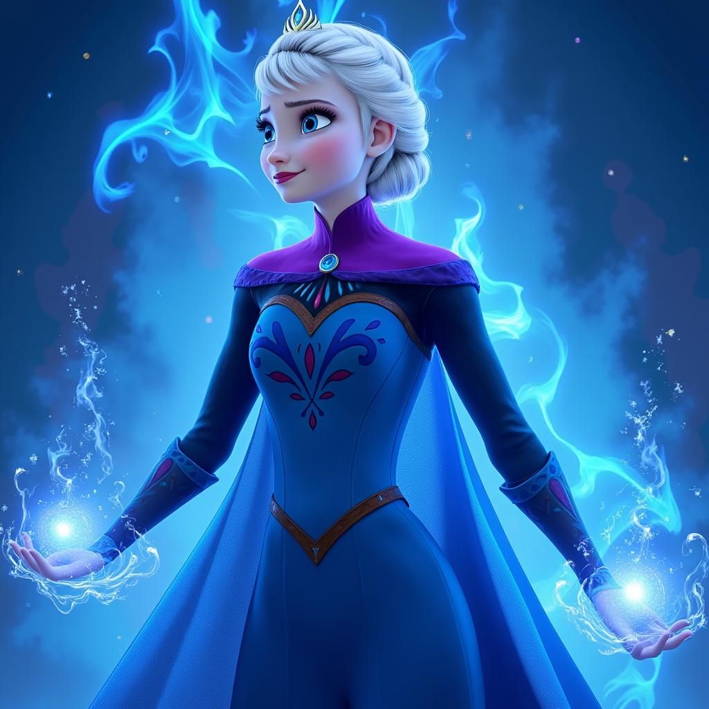 Elsa with blue fire powers