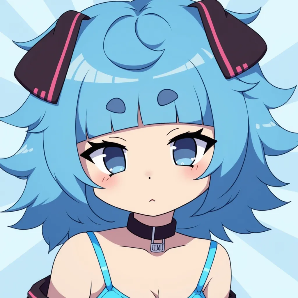Hatsuni miku, vocaloid, blue hair in Mimi typh anime/cartoon pfp, close up shot style