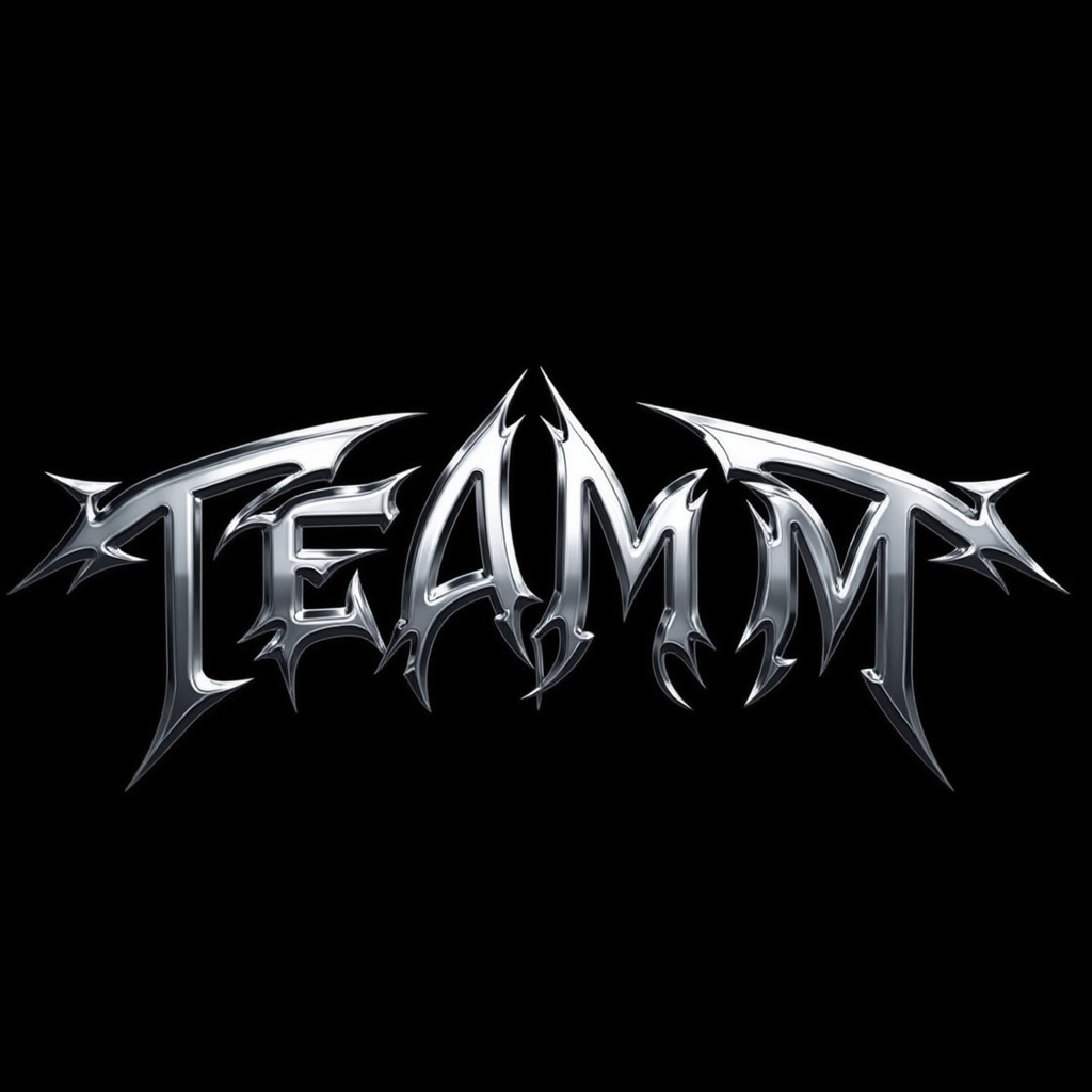 chrome Glass type , " TEAM   M " text logo, black background