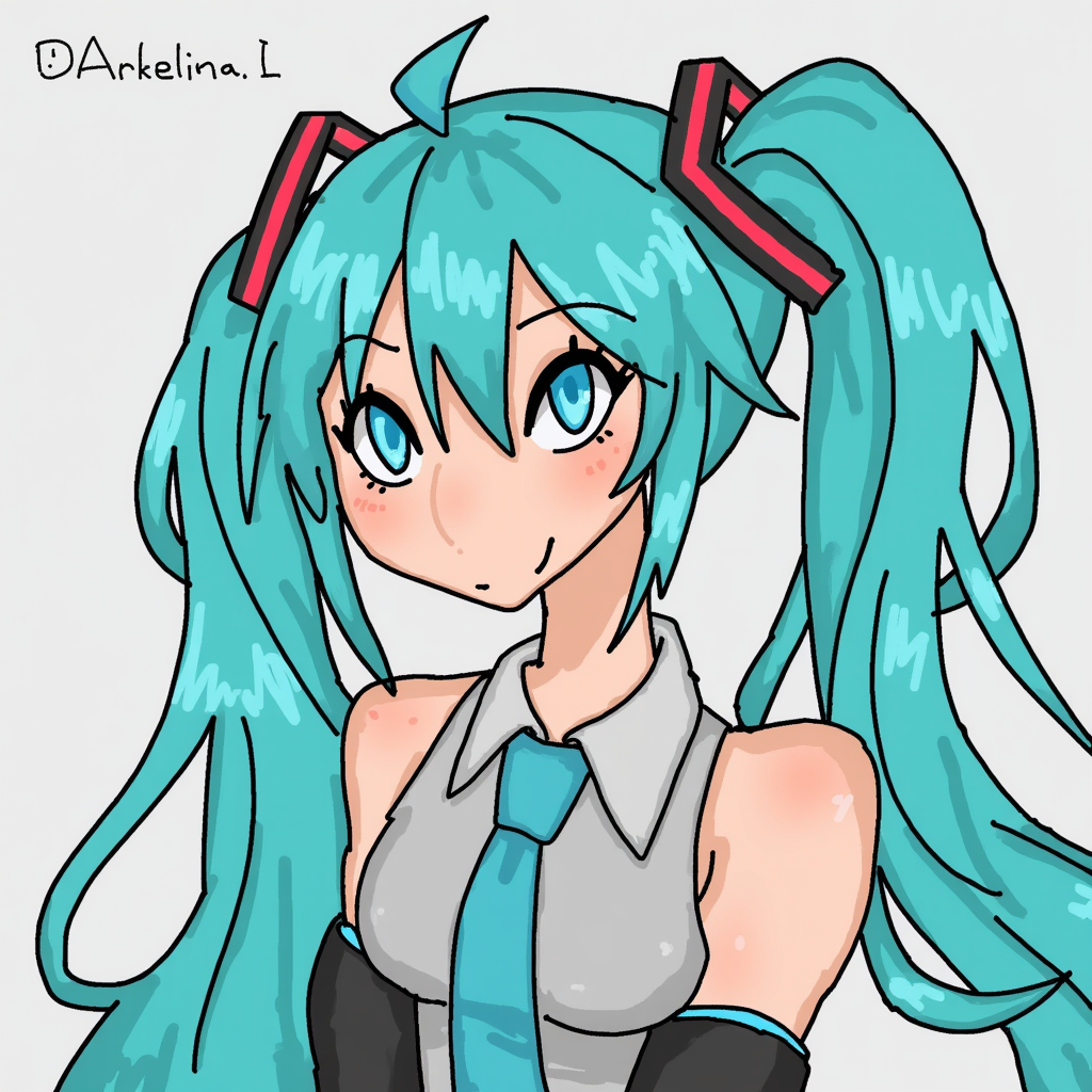 Crapart art style of Hatsune Miku