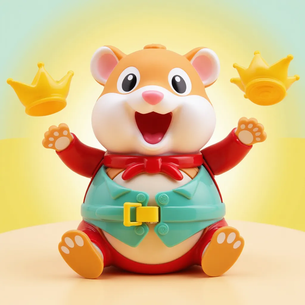 Hamster Goes Pop toy from Goilath games, Decpicting Cartoon Hamster, Open Mouth, a smiling