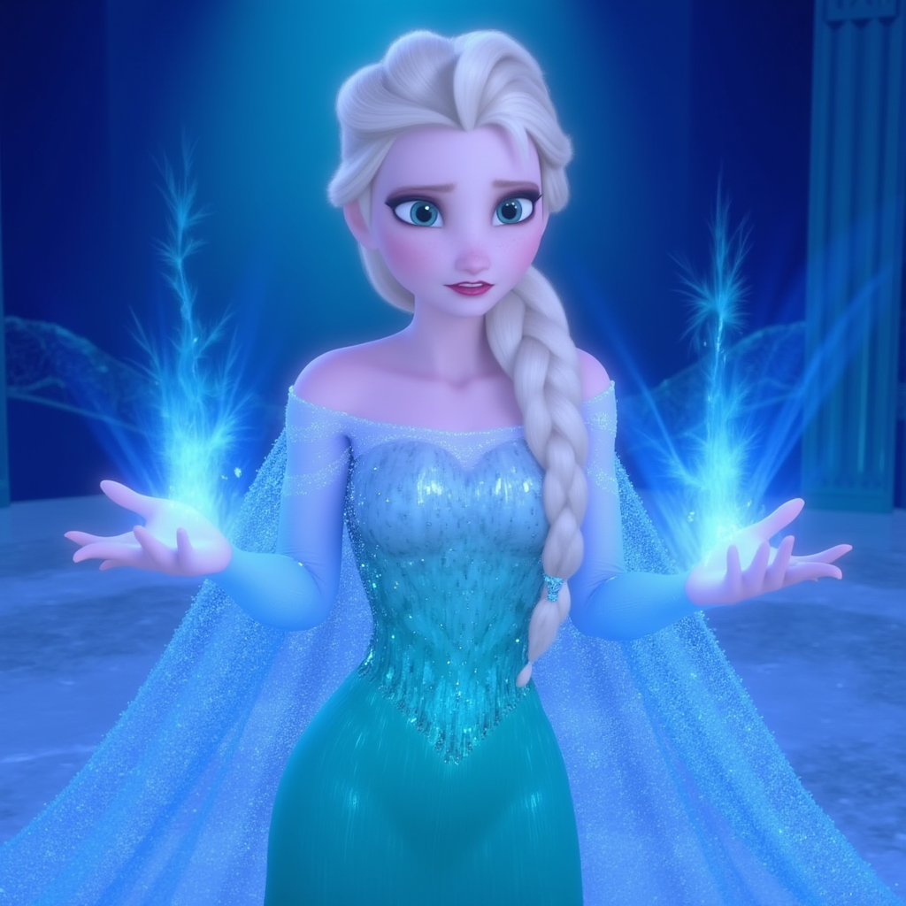 Elsa as an ice powerful sorcerer