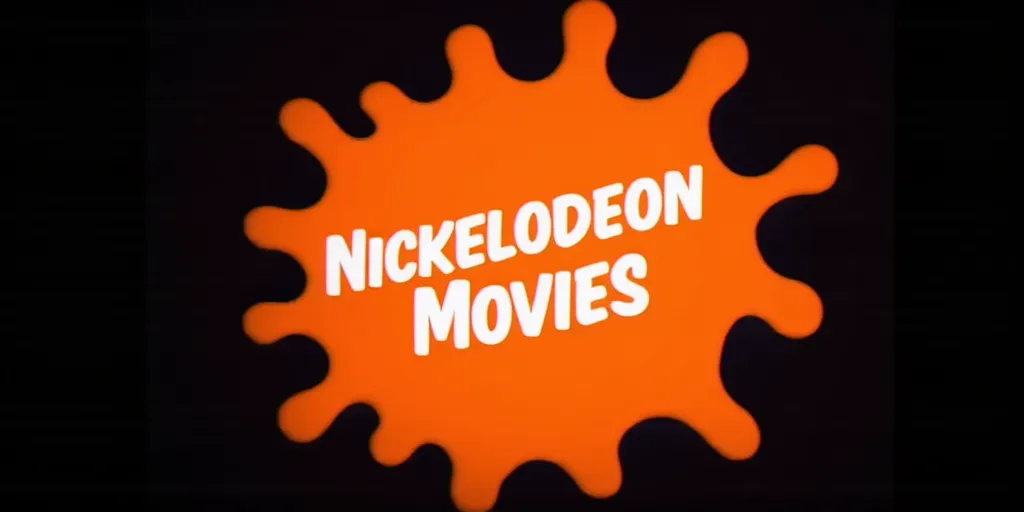 Nickelodeon Movies logo featuring orange splat from a tube onto a vibrant black background, with the words "Nickelodeon Movies" in white letters on the splat.