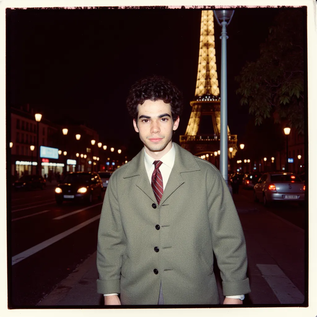 Cameron Boyce 90s vibes outfit vintage retro film camera photo  polaroid paris france city of lights