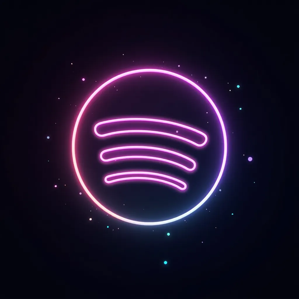 A neon themed spotify logo