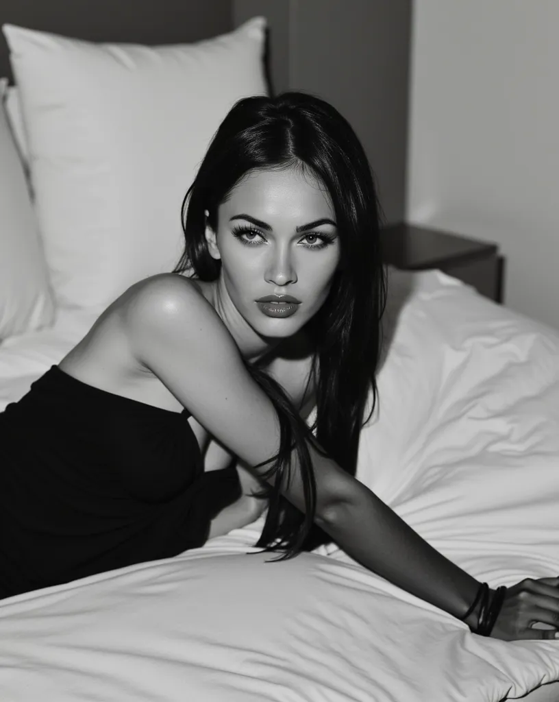 Megan Fox face, realism, cinematic grain, medium view, high resolution, neutral colors, ambient lighting, aesthetic, retro
