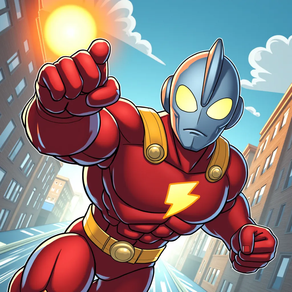 DCSF Style ultraman cartoon comic.