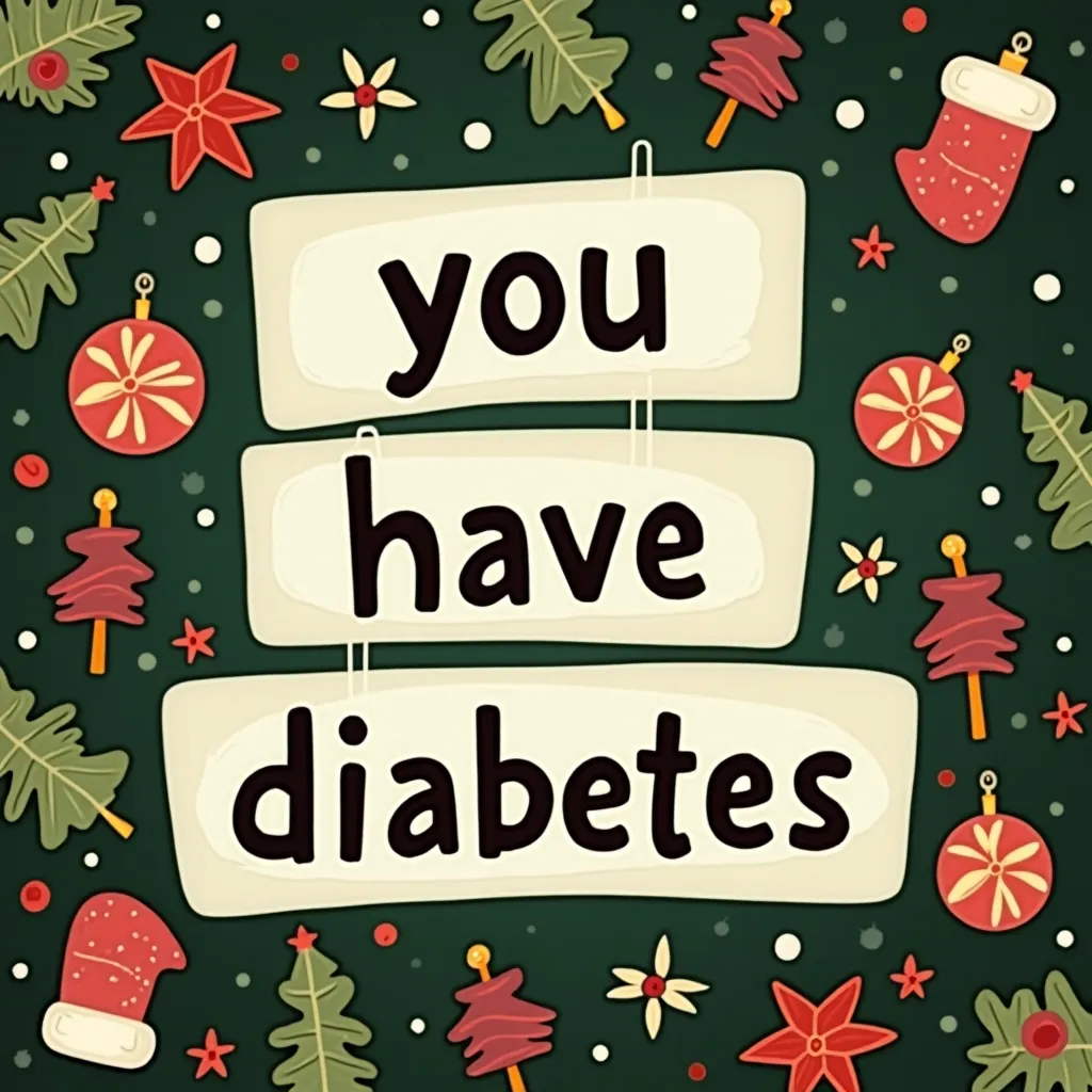 A text saying "you have diabetes" with a christmas background