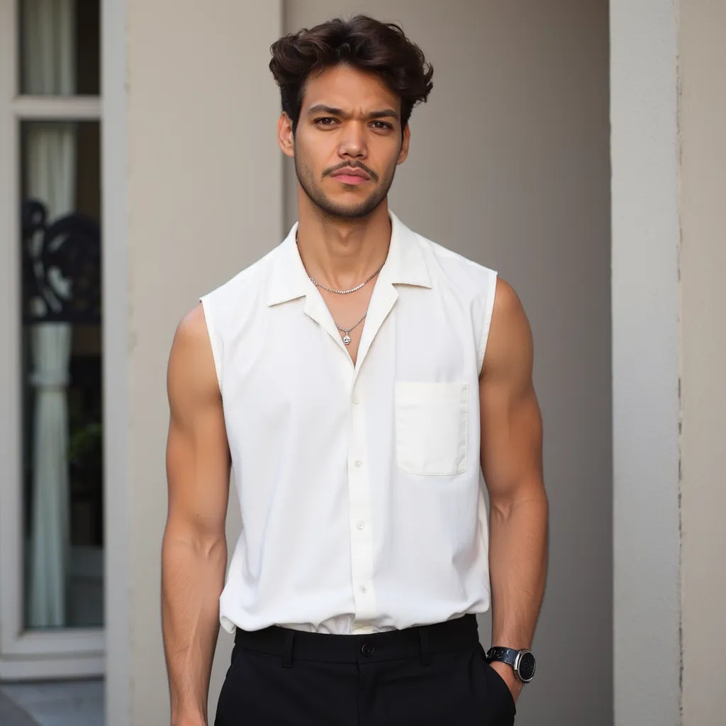 Pedro Henrique with white sleeveless shirt black pants He appears in a magazine Famous of Moment