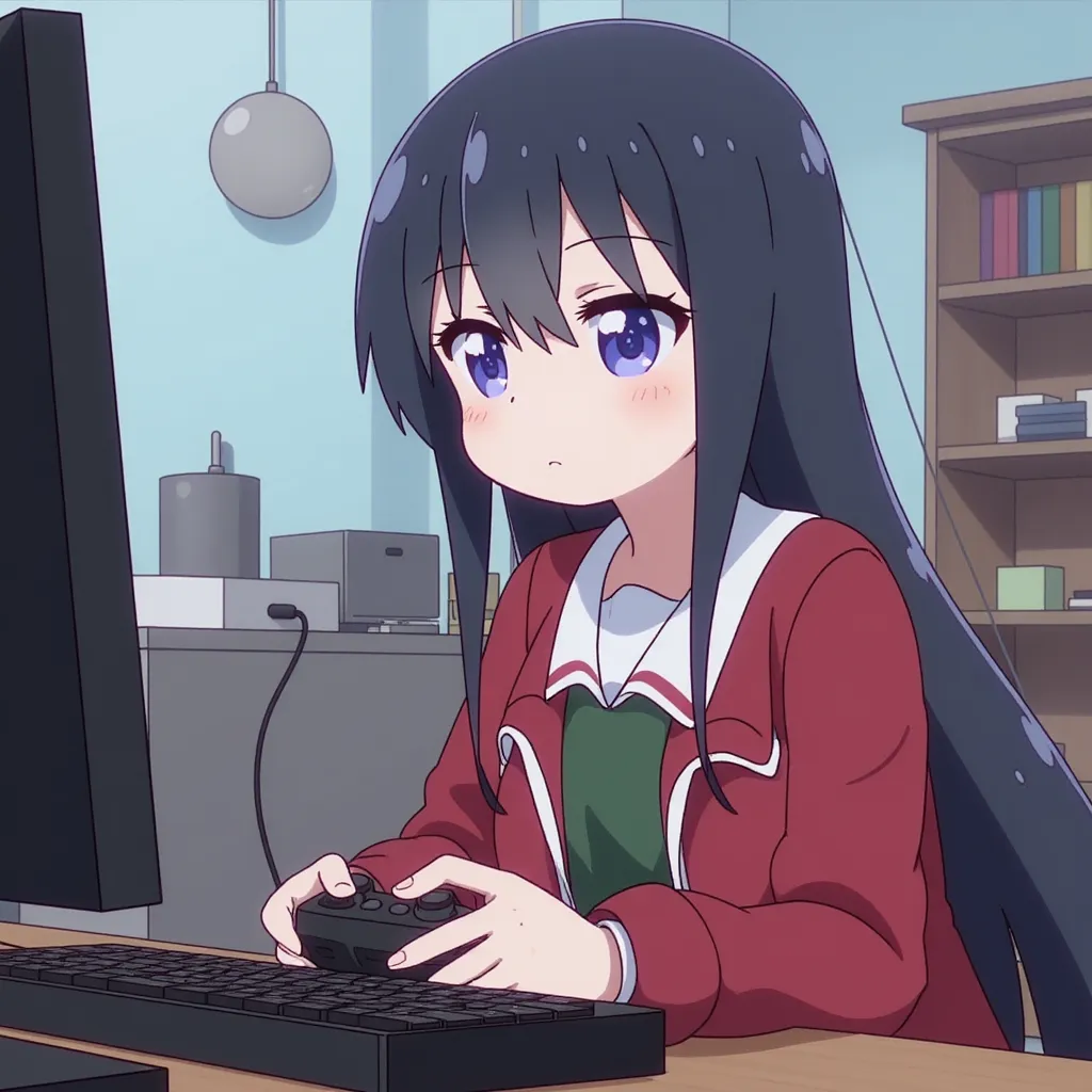Hana Shirosaki playing video games