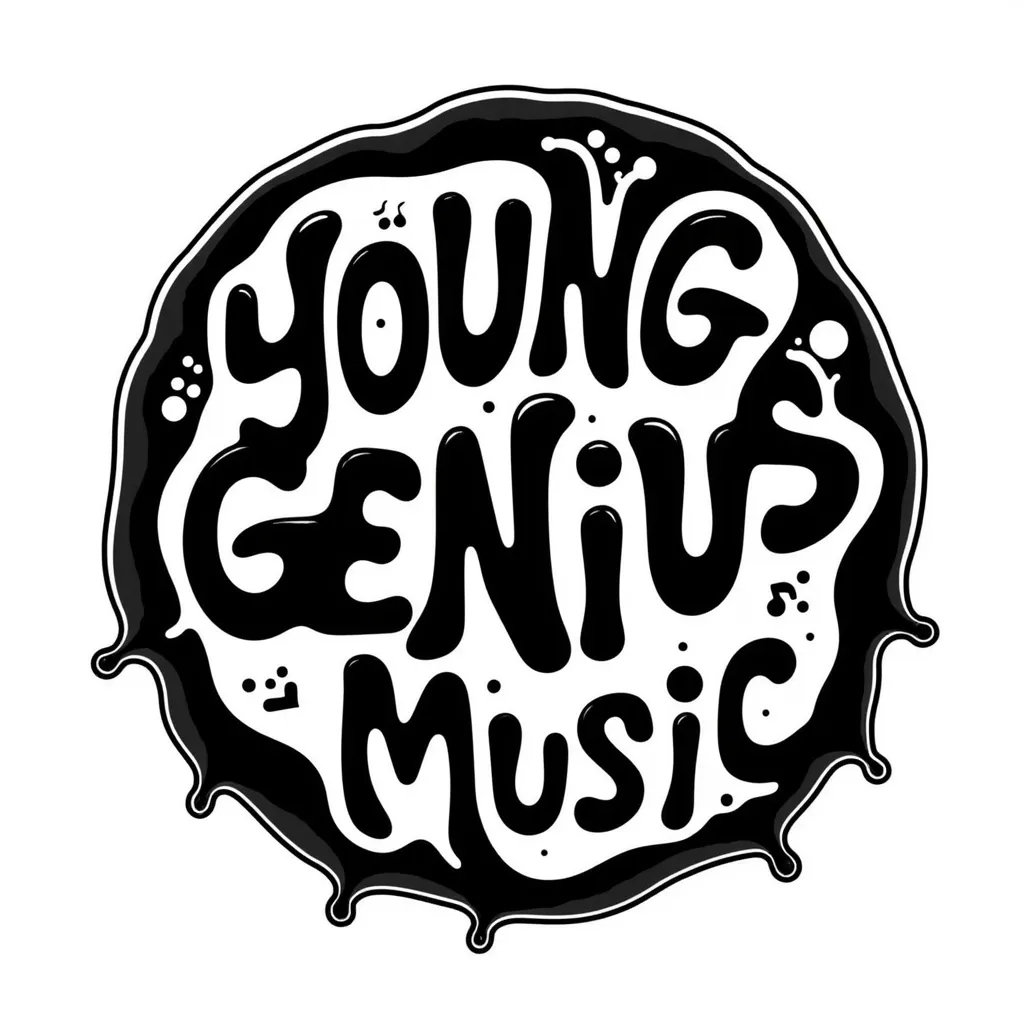 y2klogos Circular liquid logo illustration text for “ YOUNG GENIUS MUSIC ” 