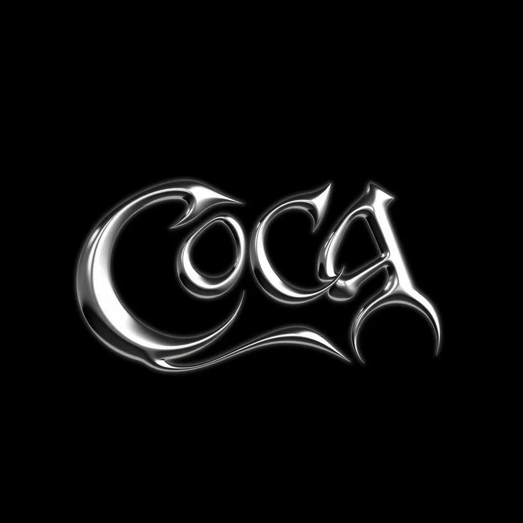 chrometype, "coca" text logo, black background