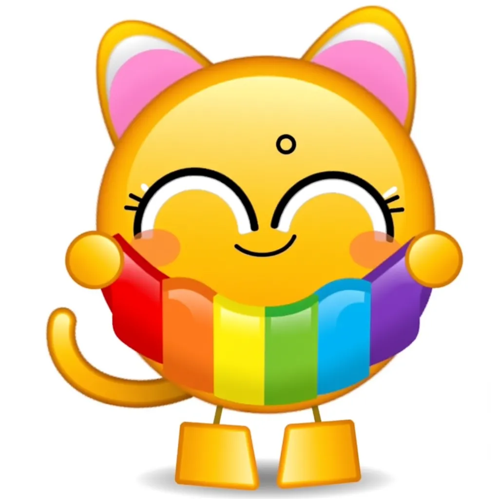 Emoji cat, emoji animal, rainbow cat