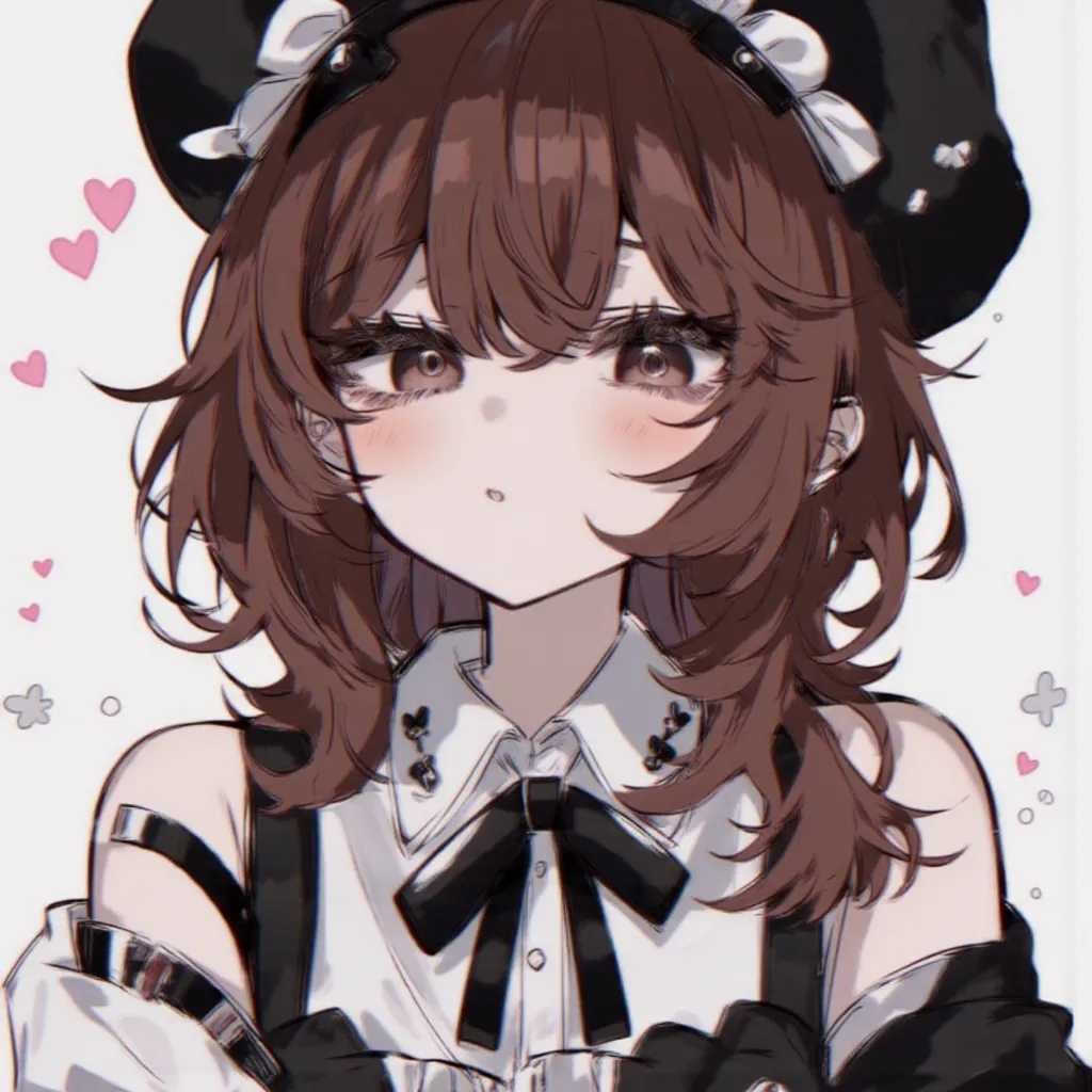 Anime, sad. Anime_girl_pfp_black_and_white beautiful girl with brown hair, soft skin and a sweet look. Her aesthetic style outfit makes her stand out. Her innocent expression makes her a beauty. She is very pretty. 