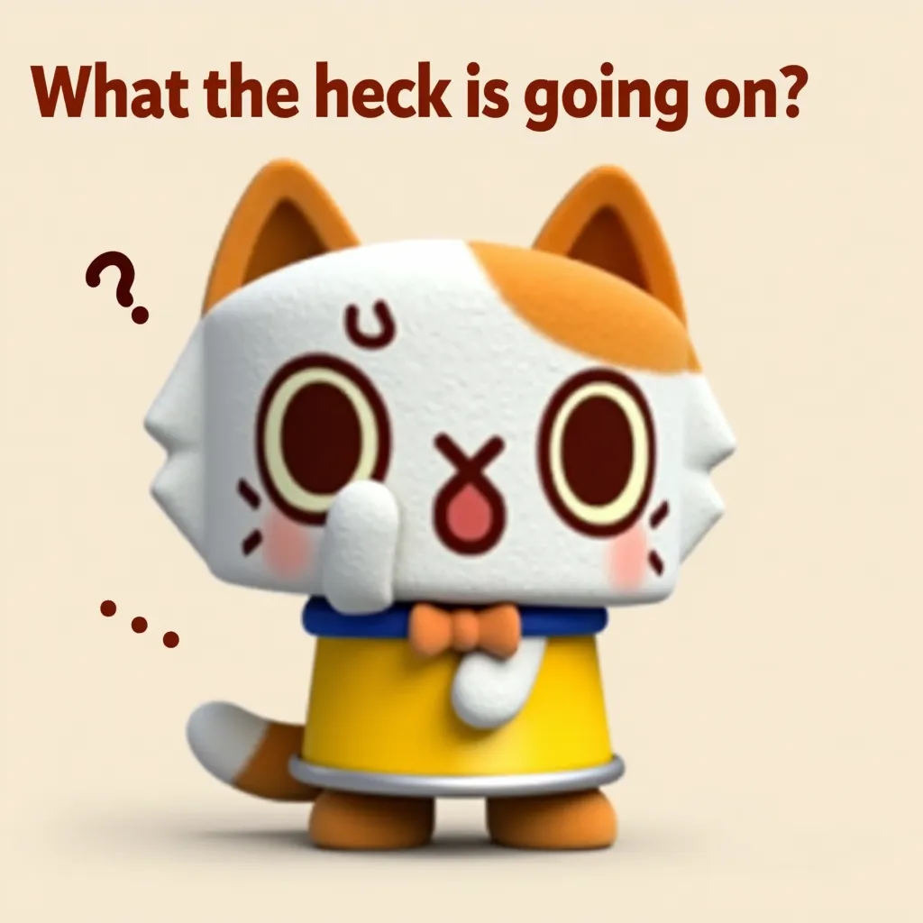 Nia from Canimals confused, saying "What the heck is going on?"