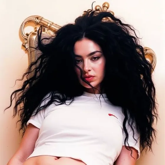 Charli xcx (BRAT) Charli xcx (BRAT) Singer Charli XCX BRAT, posing for photoshoot, With one nostril bleeding a little after snorting cocaine very BRAT, cover for music single,
