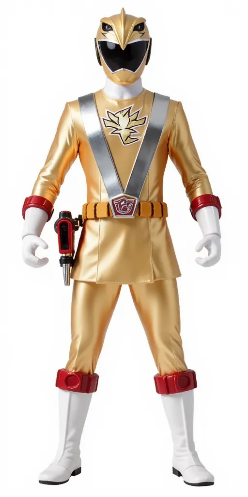 PR RPM bronze male power ranger with skirt and helmet based on a falcon, photo, white background, full-body