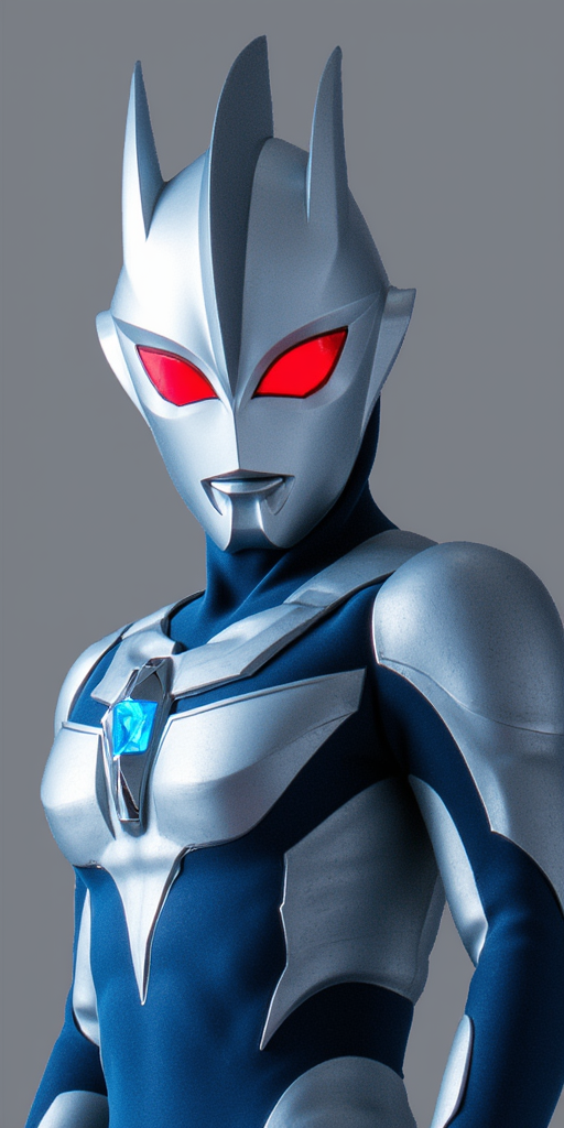 Ultraman, Silver Helmet, Red Eyes, Blue And Silver Suit, Cyber Armor,