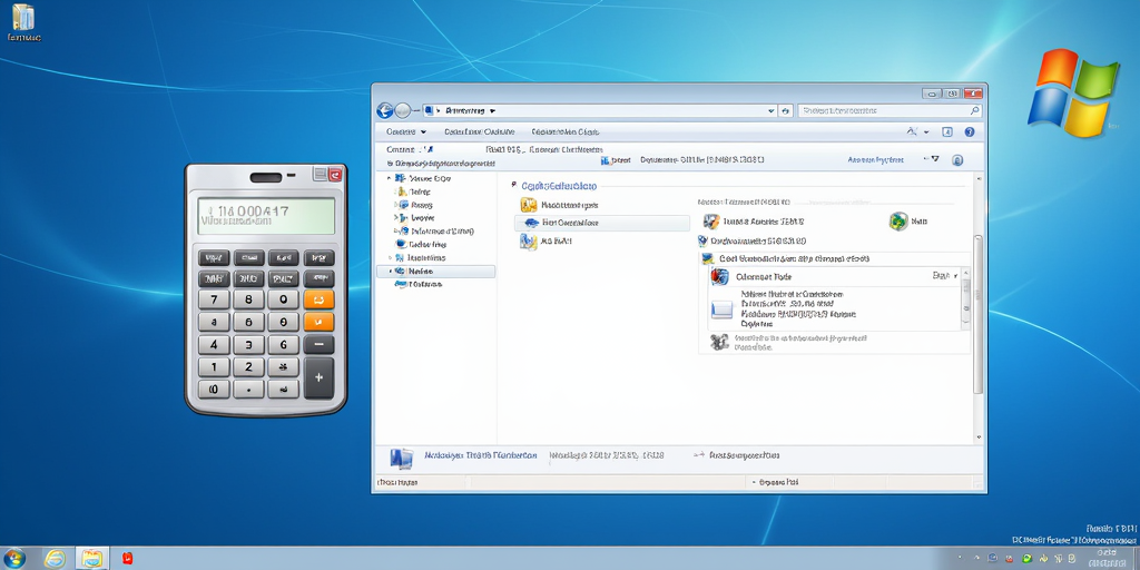 An Windows 7 Desktop with Scientific calculator Mathematical tool app open
