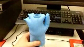 Rubber glove on a plastic bottle