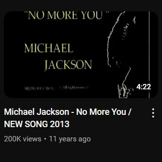 No More You (Unknown Singer/MJ Impersonator)