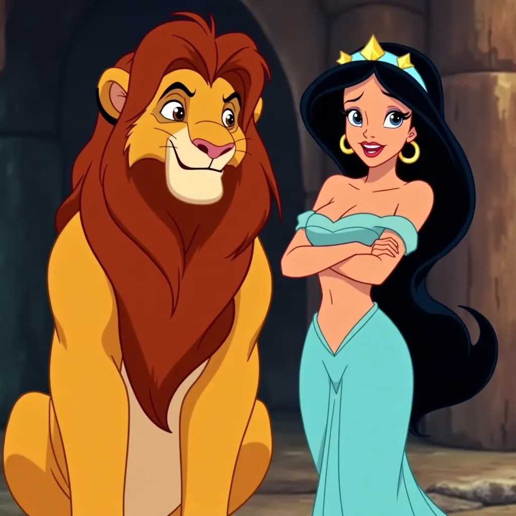 Simba and Princess Jasmine Disney Style 