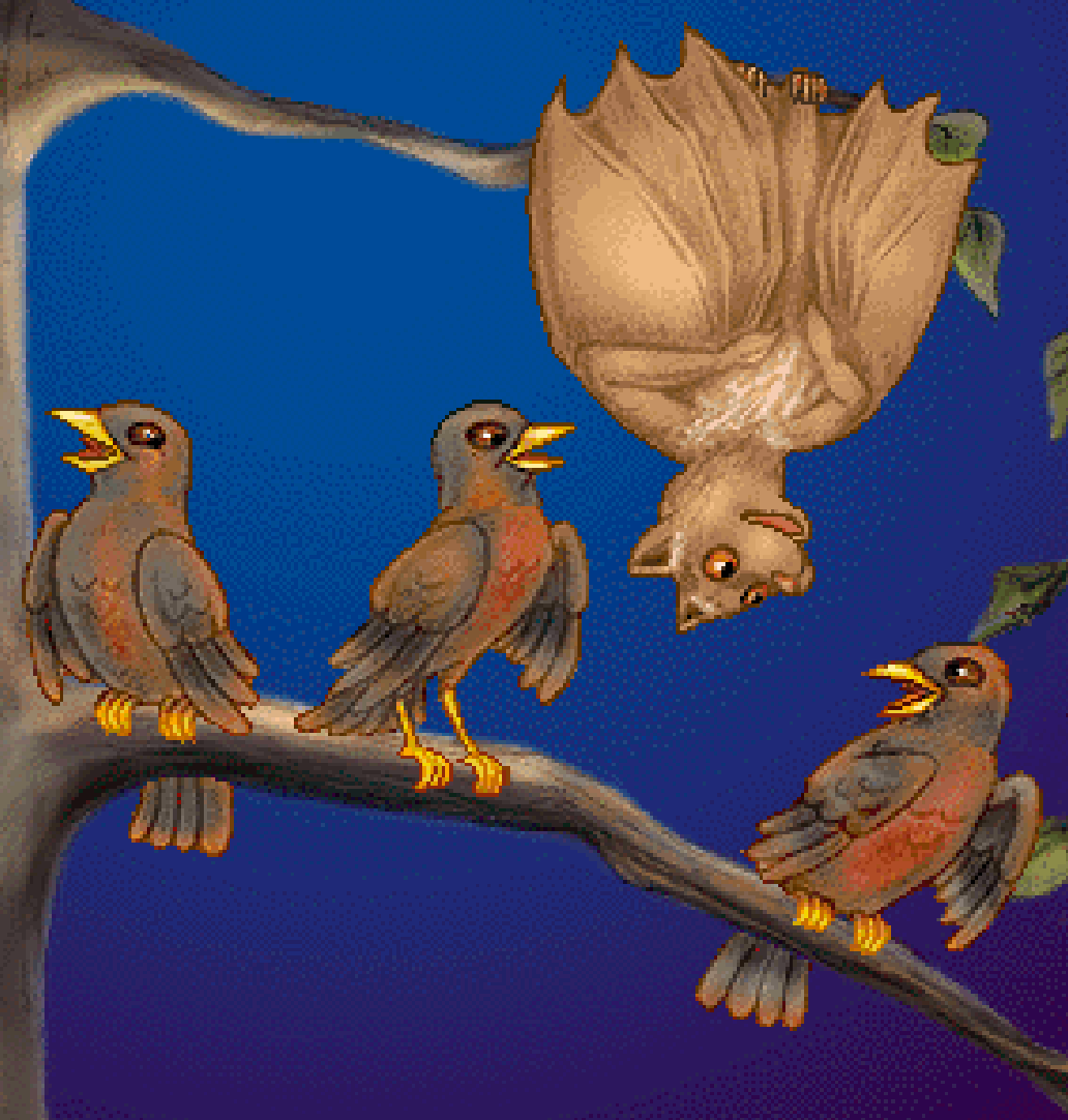 Stellaluna, Pipp, Flitter and Flap (Stellaluna; Venetta Barzakov, Pip; Maddie Lochte, Flitter; Megan McIntyre and Flap; Victor Promessi)