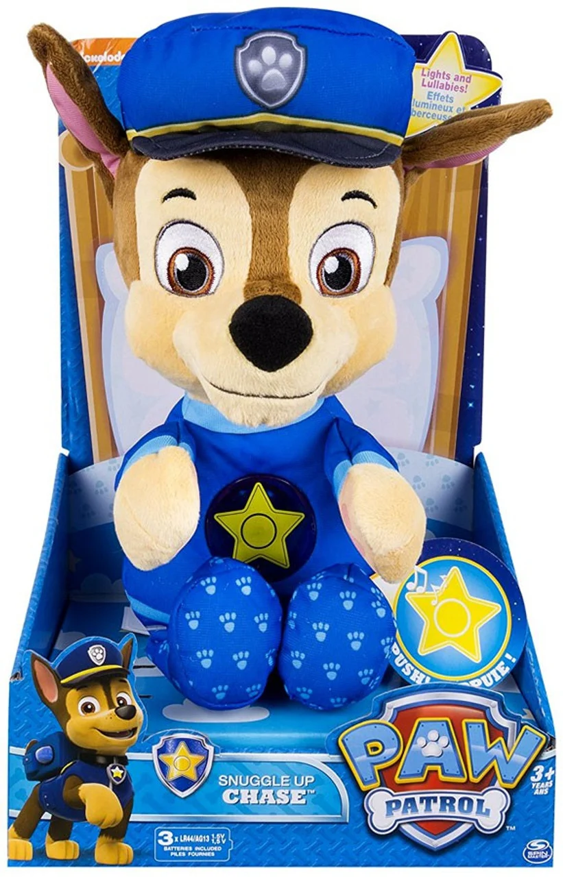 Literally the Paw Patrol Snuggle Up Chase Talking Plush Saying La
