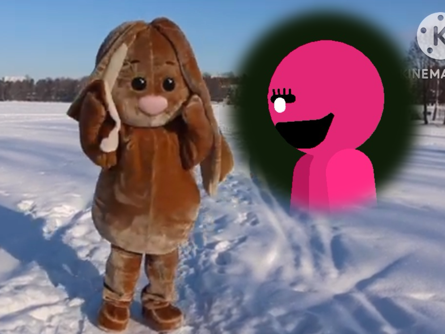 Mascot Costumes TV - Anastasia - Bunny mascot costume from cold winter with warmth of hugs - (Magenta Girl - Juevos Amigos)