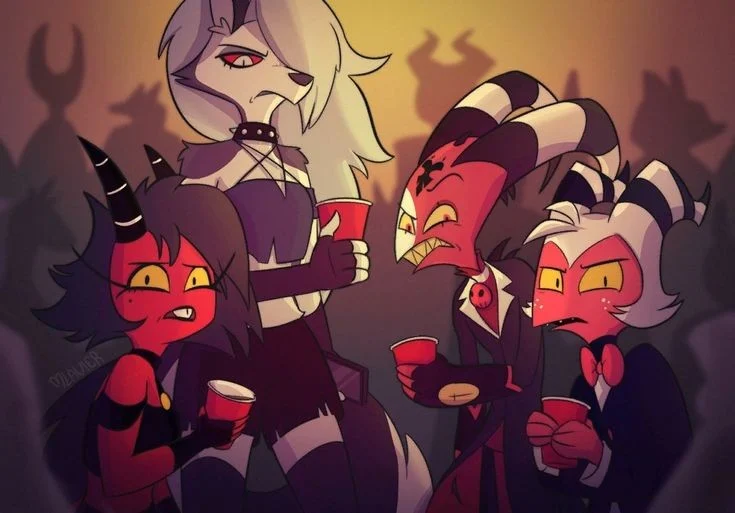 Blitzø, Moxxie, Millie, loona ( helluva Boss dupla)