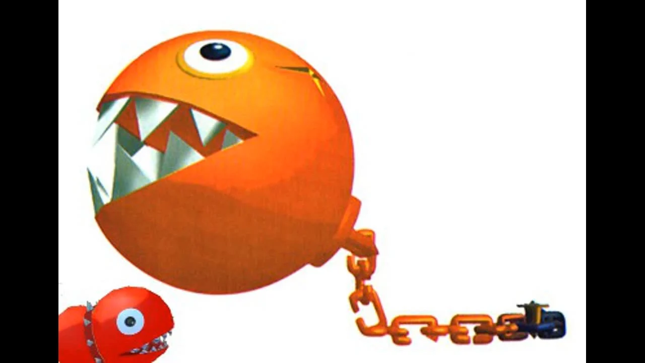 Orange Chain Chomp and Chomplet (Super Mario Sunshine)
